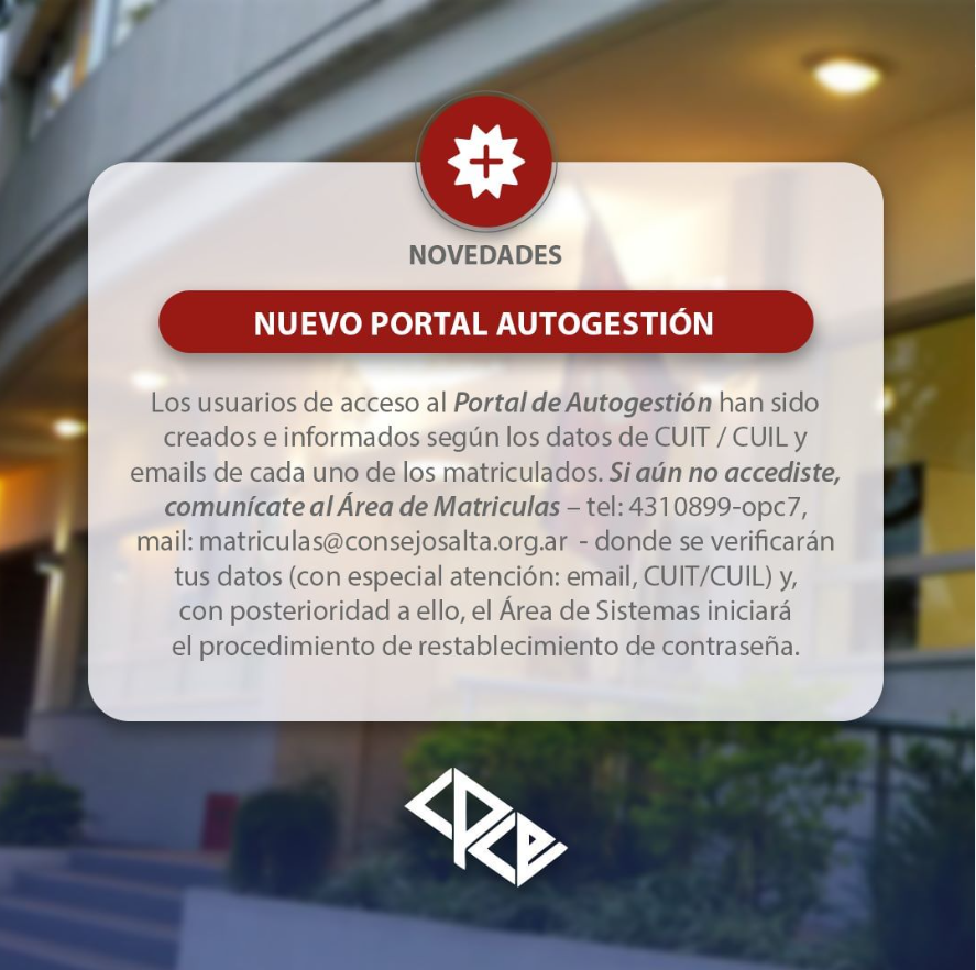 ACCESO AL NUEVO PORTAL DE AUTOGESTIÓN | Consejo Profesional De Ciencias ...