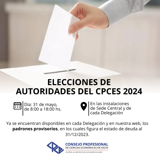 ELECCIONES DE AUTORIDADES DEL CPCES 2024