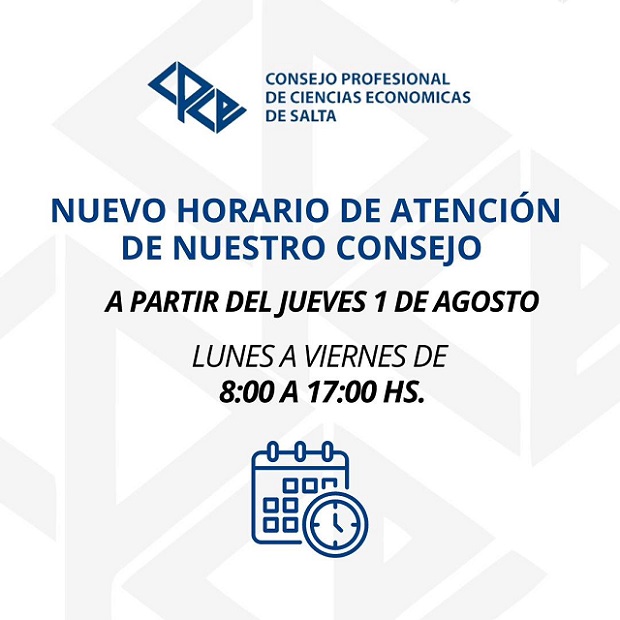 NUEVO HORARIO DE ATENCION DE NUESTRO CONSEJO